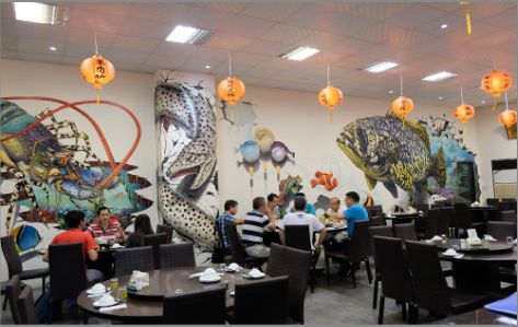 黄梅海鲜餐厅墙体彩绘